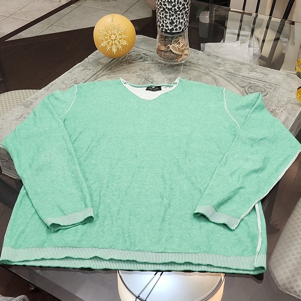 Phil Petter men's luxury pullover v neck green sweater xl like new